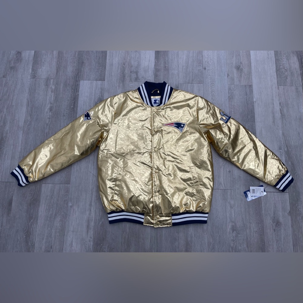Starter New England Patriots NFL Satin Snap Jacket Super Bowl Men Size XL